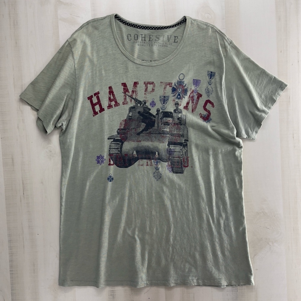 COHESIVE mens graphic tee SOFT thin cotton green artsy XL army tank